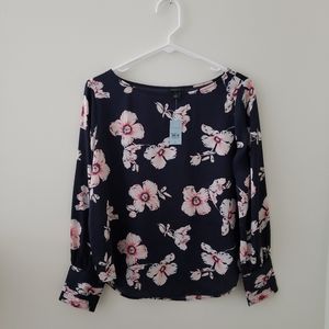 NWT Ann Taylor Navy Floral Long sleeve shirt